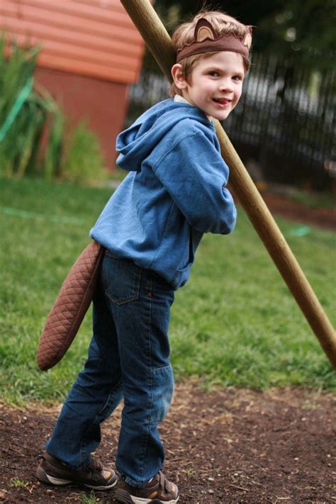 animal ears costume|beaver ears and tail costume.